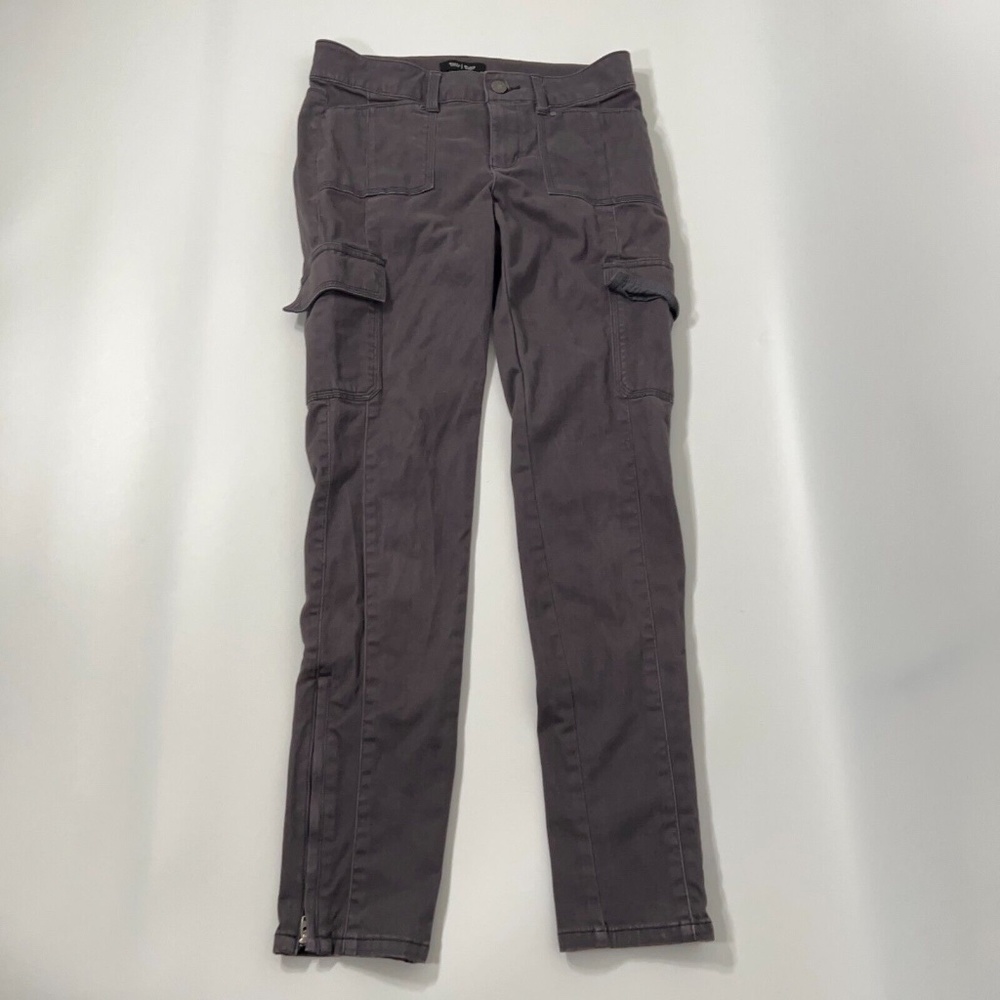White House Black Market WHBM Women Pants Size 2 Gray Skinny Leg Cargo Ankle Zip